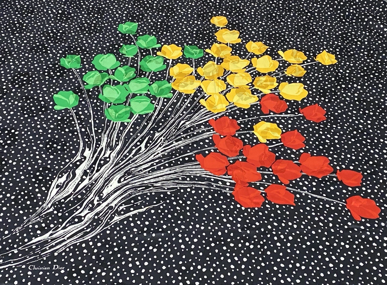 Foulard châle femme Christian Dior transparent 100% soie 54” X 52” floral RARE BR