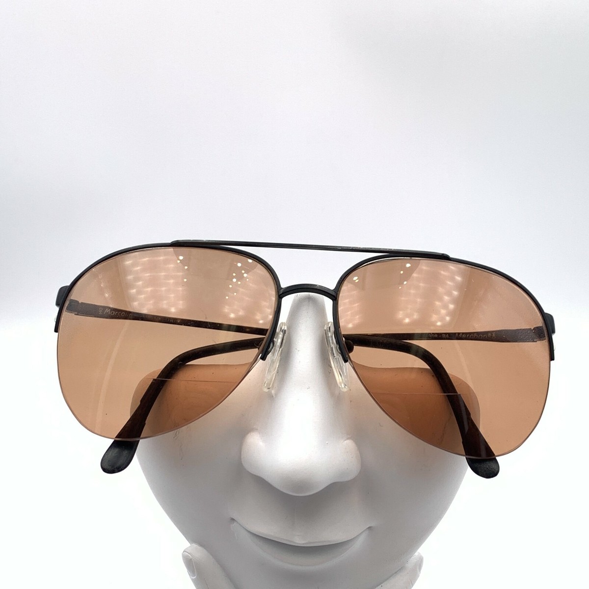 Vintage Marcolin 908-B4 Black Metal Pilot Half-Rimmed Sunglasses FRAMES ONLY