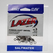 Eagle Claw Lazer Powerlight Swivel Size 3 180 LB SLPBKSW-3 Saltwater