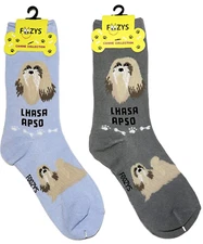 Lhasa Apso Dog Buddhist Monk Tibet Cute Furry Puppy 2 Pairs Women's Foozys Socks