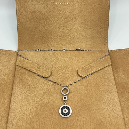 Bvlgari Bulgari Astrale Cerchi 18k White Gold Black Ceramic Circle Disc Necklace - Picture 2 of 10