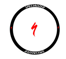 adesivi cerchio  bici - 8 adesivi Specialized   H 2,3 cm - raggio cerchio 61 cm