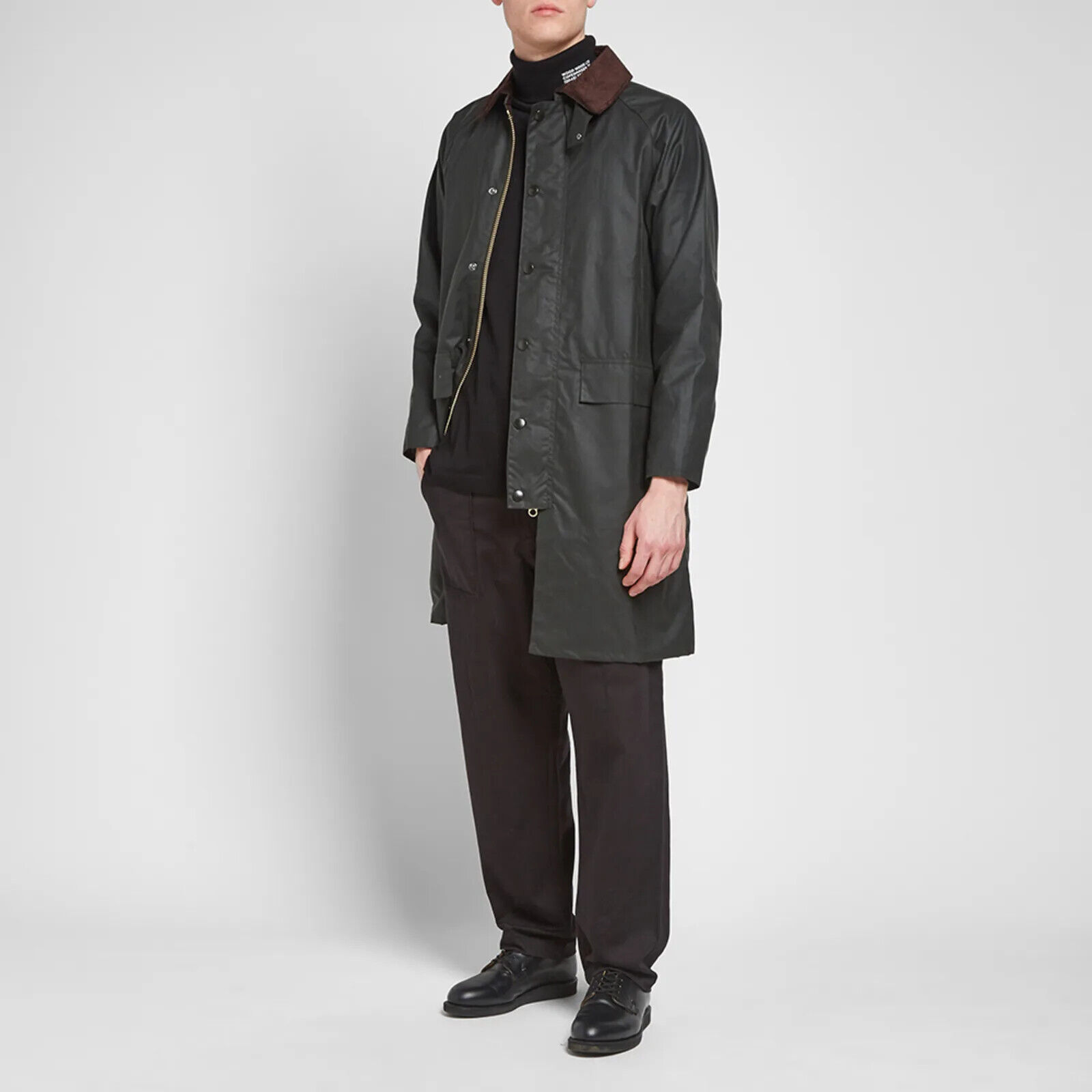 Barbour New Burghley Wax Jacket - White Label Sage Made for Japan