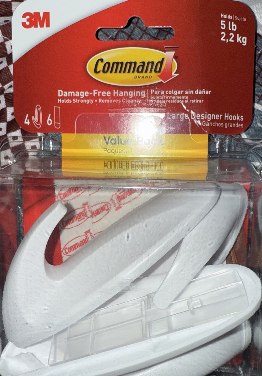 3M 17083-4ES White Command Designer Hook Value Pack Large 5 lbs