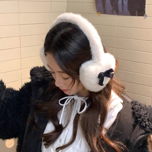 Solid Color Winter Earflap Love Heart Women Ear Cover Bow Plush Earmuffs Girl - Picture 10 of 16