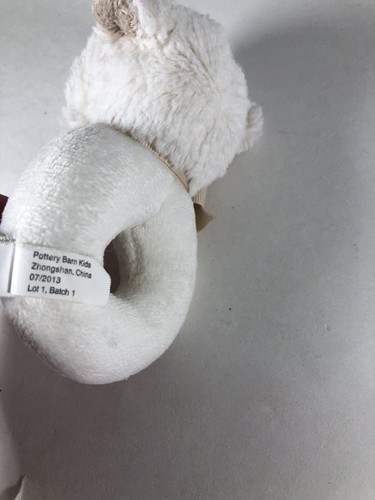 Pottery Barn Kids Plush Lamb Sheep Rattle Ring Baby Toy Stuffed Animal 2013 5” - Picture 10 of 10