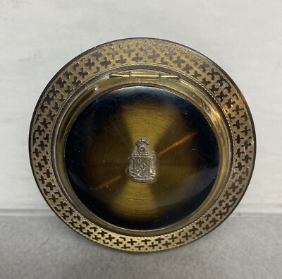 Vintage Gold Toned Metal Powder Mirrored  Compact