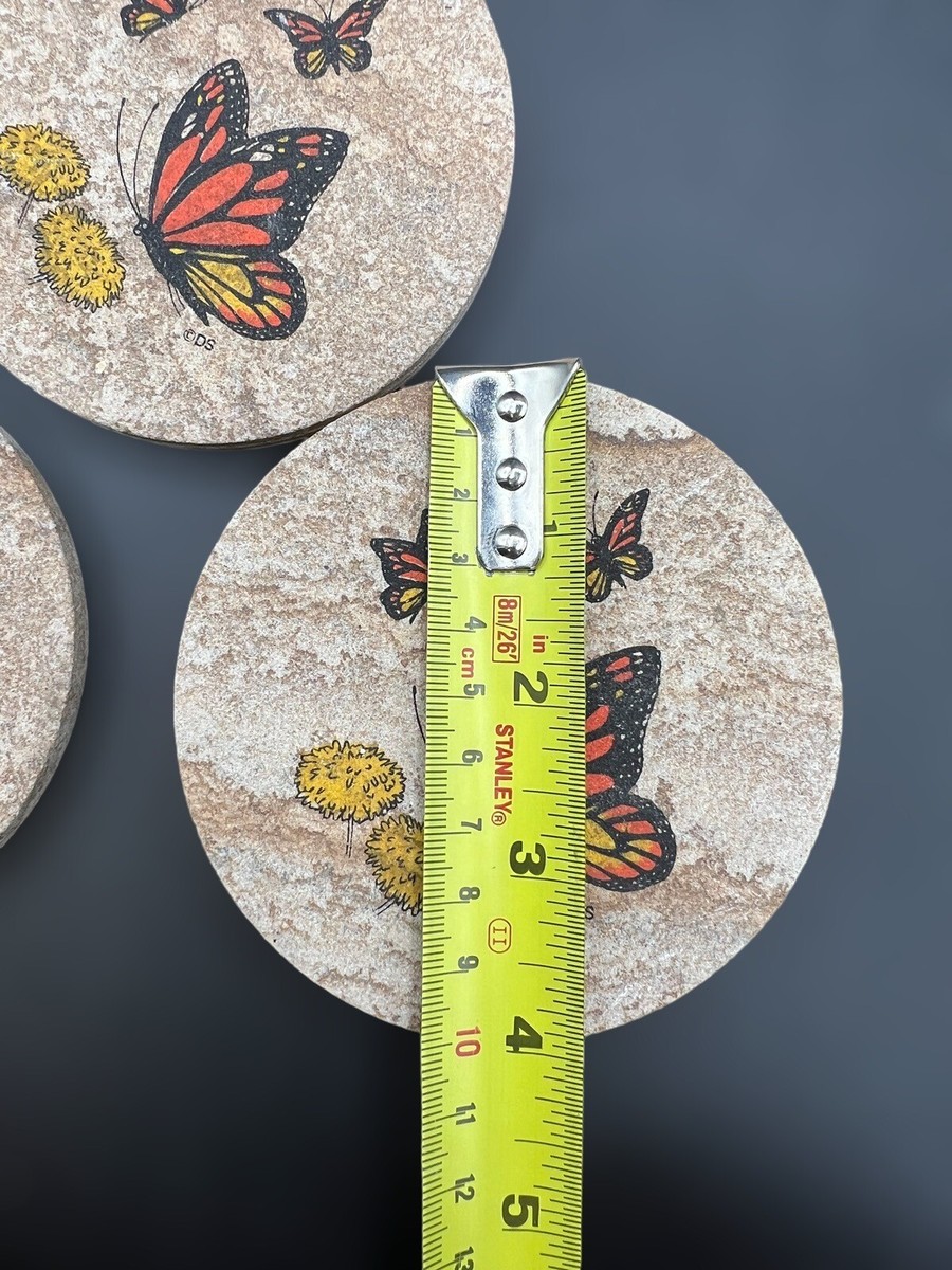Vintage Sandstone BUTTERFLY COASTER Set Of 4 Stone Butterflies