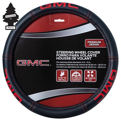 15'' GMC Steering Wheel Cover Bundle Set  Premium Deluxe High-Contrast Stitching