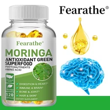 Moringa Capsules - Green Superfood - Good for Heart, Brain, Gut & Endurance