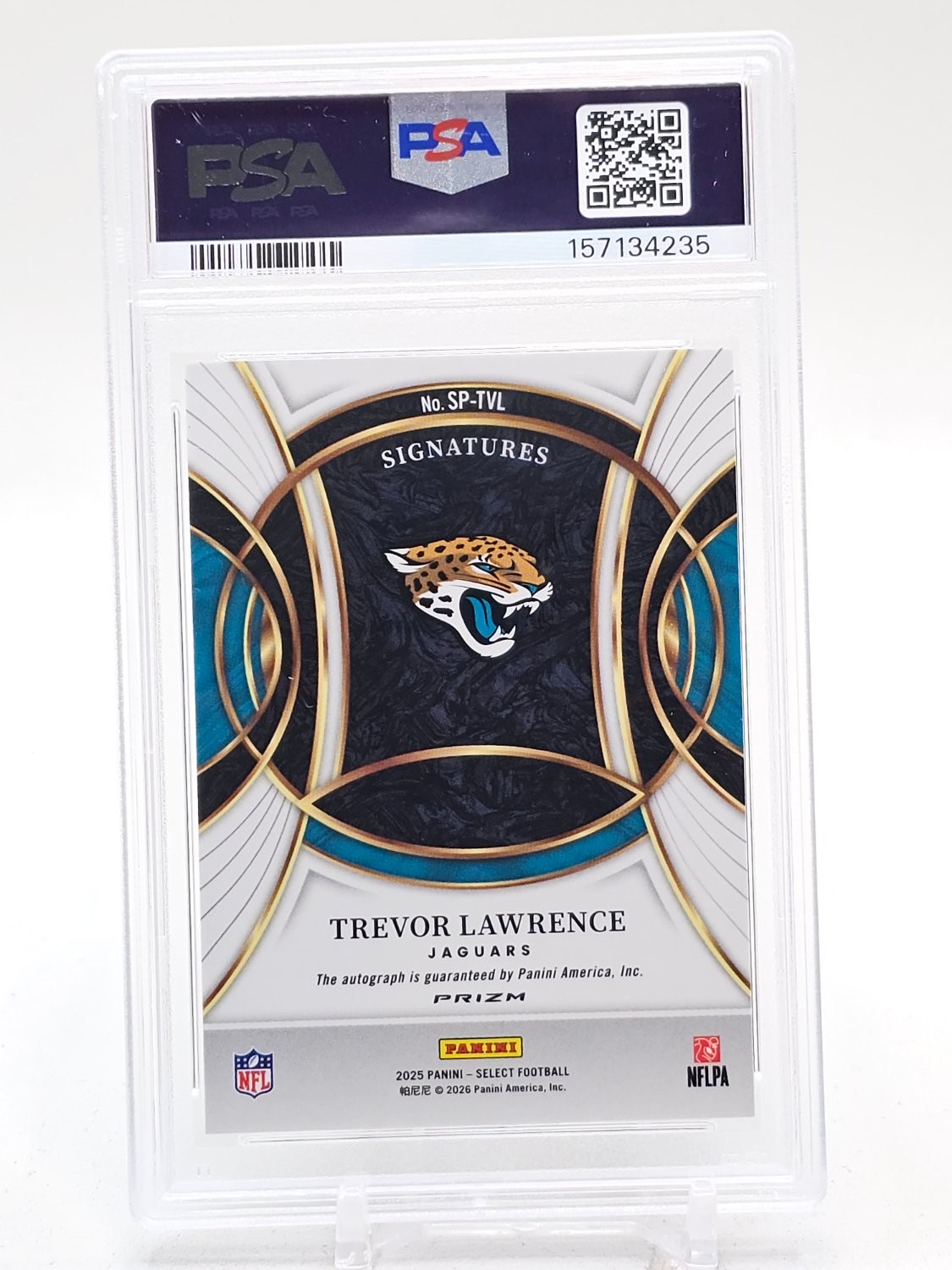 TREVOR LAWRENCE 2025 PANINI SELECT SILVER AUTO #SP-TVL JAGUARS PSA 10 Q0107 view 2