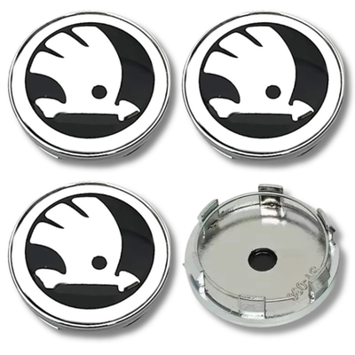 Fits Skoda Alloy Wheel Centre Cap Hub x4 Black 60mm Many Models