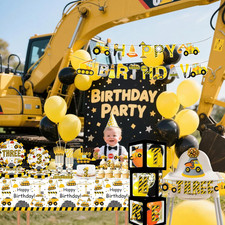345 Pcs Construction 3Rd Birthday Party Supplies, Dump Truck Three Years Old ...