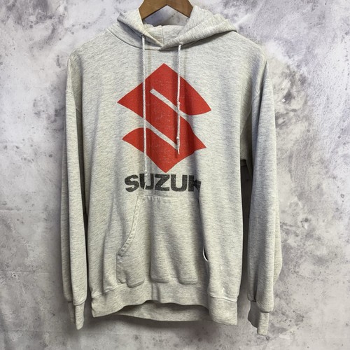 Vintage Suzuki Hoodie Sweatshirt Mens Medium Gray Y2K Racing