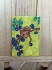 ACEO Original Mouse in Blueberry Bush Animal Art Whimsical Acrylic Drawing — photo 1