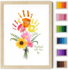 Handprint Flower Kit with Frame   Kids Gifts for Mom or Grandma   DIY Family Kee