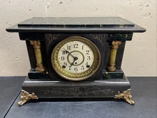 Vintage Seth Thomas Rare 2 Pillar Mantle Clock Adamantine Green