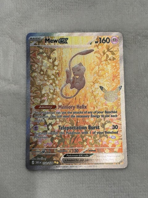 Pokemon TCG Mew EX 152/128 Full Art Holo 30th Anniversary Celebration Card
