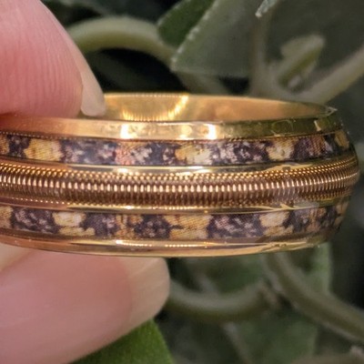 Vintage Style Men's Guitar String Design Amber And Tan Ring, New, Size 10, 3...