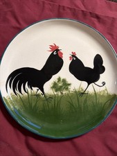 Plato de cerámica Griselda Hill Wemyss Ware gallo gallo, 10 pulgadas, agrietado