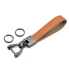 Car Key Fob Keychains Genuine Leather Keys Chain Holder for Men and Brown