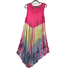 Feelings Boho Tie Dye Embroidered sleeveless dress one size