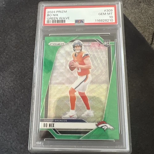 2024 PANINI PRIZM GREEN WAVE #309 BO NIX PSA 10