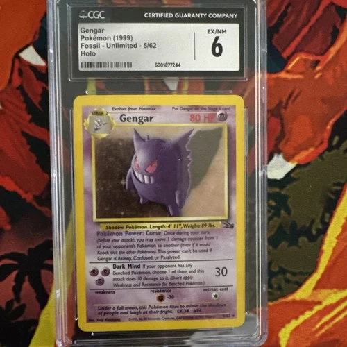 Pokemon Gengar 1999 Fossil Holo Card 5/62 CGC 6