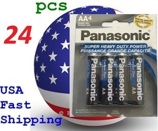 24 piece Panasonic AA 1.5V Batteries Heavy Duty Power Carbon Zinc 0.54 per gallon