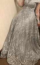 Stunning Silver Grey Embellished Dress-Prom Wedding RRP £300