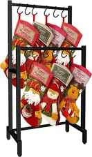 Christmas Stocking Holder Stand for Floor, 2 Tier Christmas Stocking Hanger Rack