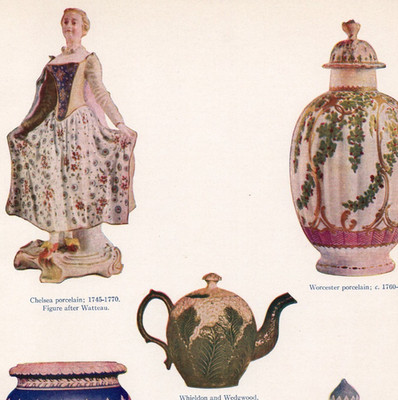 English Ceramics Wedgwood Worcester Chelsea Porcelain 1910 Antique Print