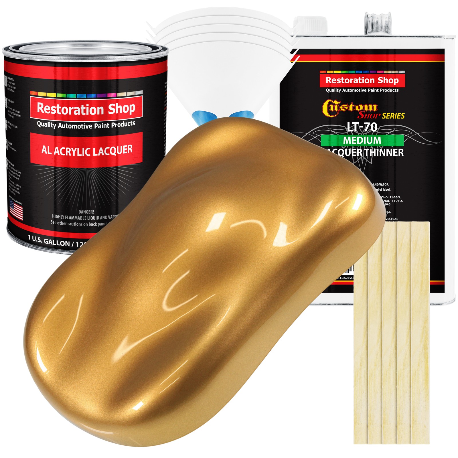 Autumn Gold Metallic Acrylic Lacquer Gallon Auto Paint Kit with Medium Thinner  