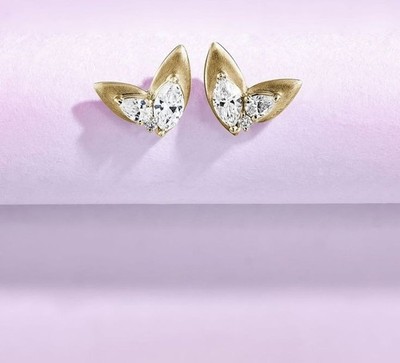 1.69 Ct Marquise Simulated Diamond Dainty Stud Earrings 14k Yellow Gold Plated