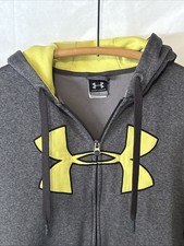 UNDER ARMOUR Men  s Large Loose Full Zip Grey Hoodie Activewear Jacket Sweatshirt