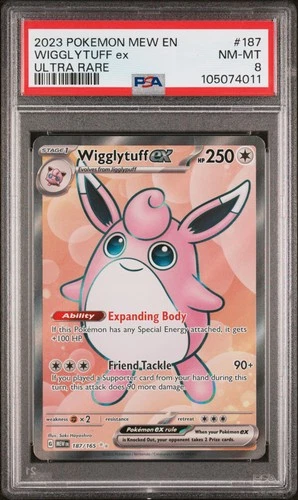 2023 POKEMON MEW EN-151 ULTRA RARE #187 WIGGLYTUFF EX PSA 8
