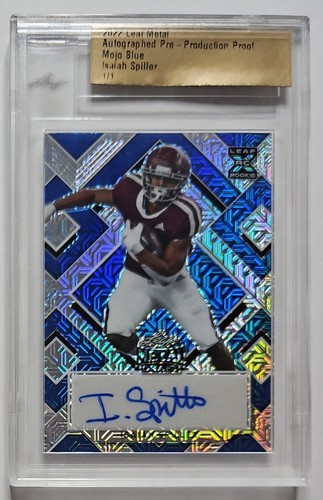 2022 LEAF METAL MOJO BLUE ROOKIE SP 1/1 AUTO ISAIAH SPILLER LOS ANGELES CHARGERS