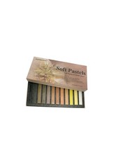 12-Pack Earth Tone Square Soft Pastels Water-Soluble Blendable Artist Drawing...