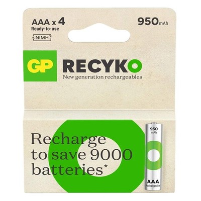 4x GP ReCyko AAA 950mAh NiMH Wiederaufladbare Batterien Beige Pack