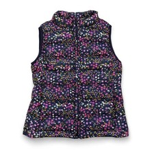 Gap ColdControl Kids Floral Puffer Vest Water Resistant Navy Girls Size M