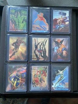 1993 Marvel Masterpieces COMPLETE SET with 4 DYNA ETCH Foil Cards W/Binder
