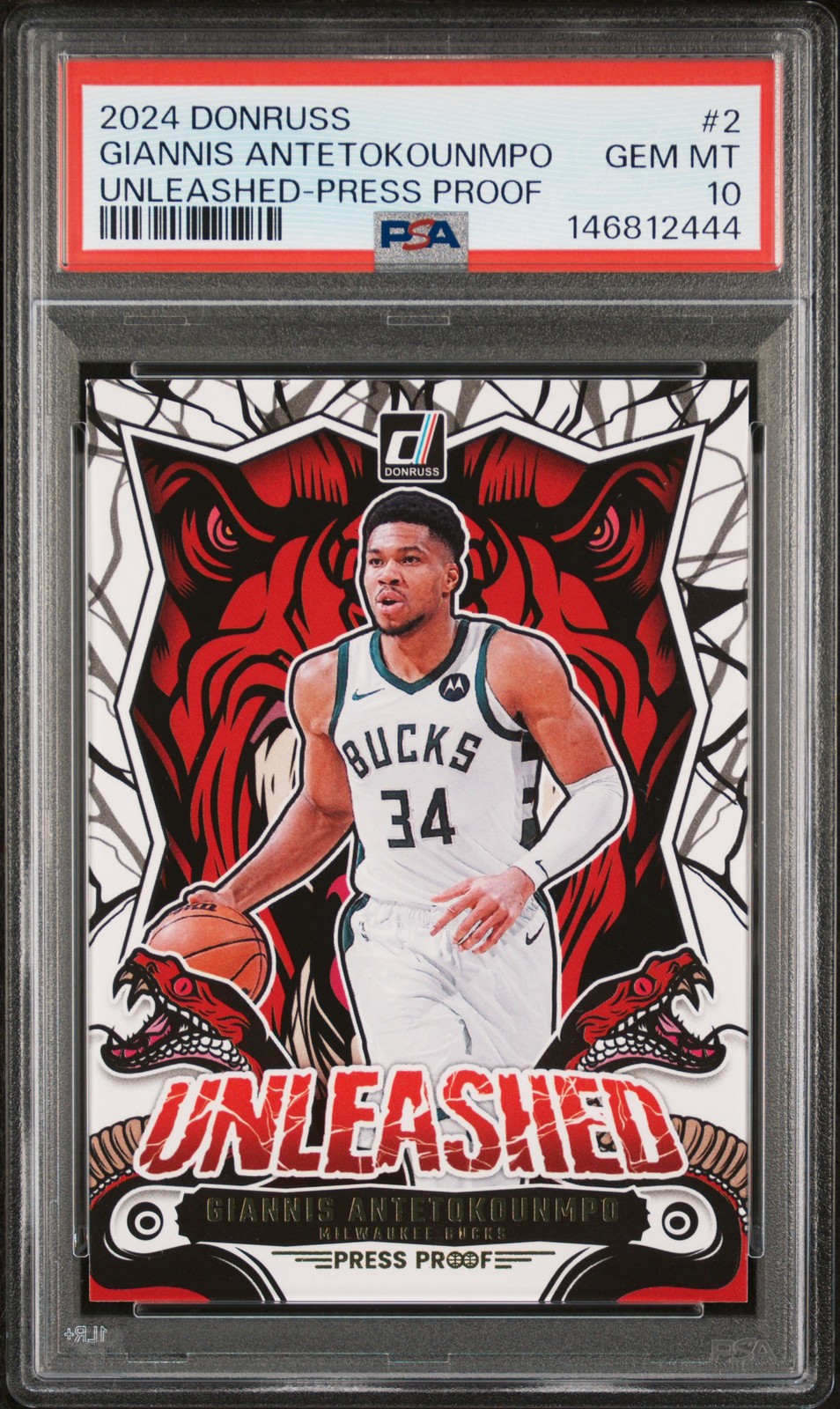 2024 PANINI DONRUSS UNLEASHED PRESS PROOF #2 GIANNIS ANTETOKOUNMPO PSA 10