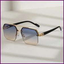 Men's Metal Sunglasses Square Half Frame Rice Nails Casual Trend Personality