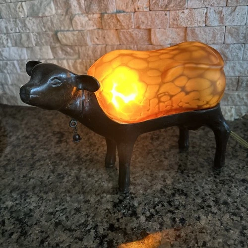 RARE Amber Figural Cow Accent Lamp By Dale Tiffany Inc Vintage Brown Cow
