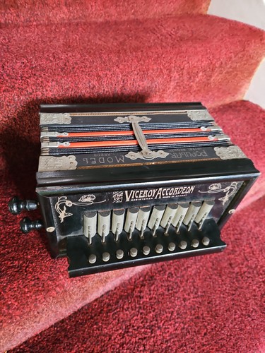 Viceroy Accordion 10 Button WORKING ANTIQUE musical ACCORDEON MADE SAXONY -GT55