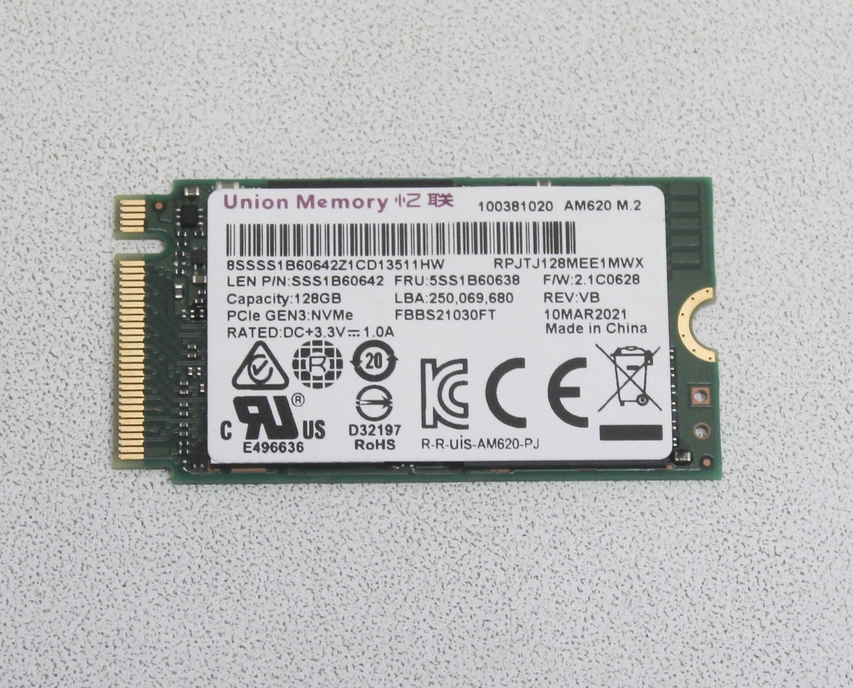 SSS1B60642 Lenovo SSD 128GB Pcie Nvme M.2 Am620 Dc+3.3V 1.0A