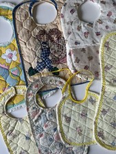 Assorted Lot Vintage Handmade Baby Bibs And Burp Cloth Lot Of 6, 0-6 Mos