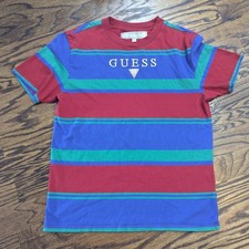 Vintage 90s Guess Originals Striped SHIRT Men's Small Red Blue Green Y2K