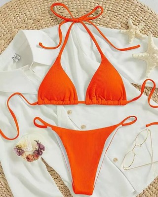 Bikini Azzurro Polvere Tanga Micro Costine Laccetti Regolabili Sexy Bikini Azzurro Polvere Tanga Micro Costine Laccetti Regolabili Sexy