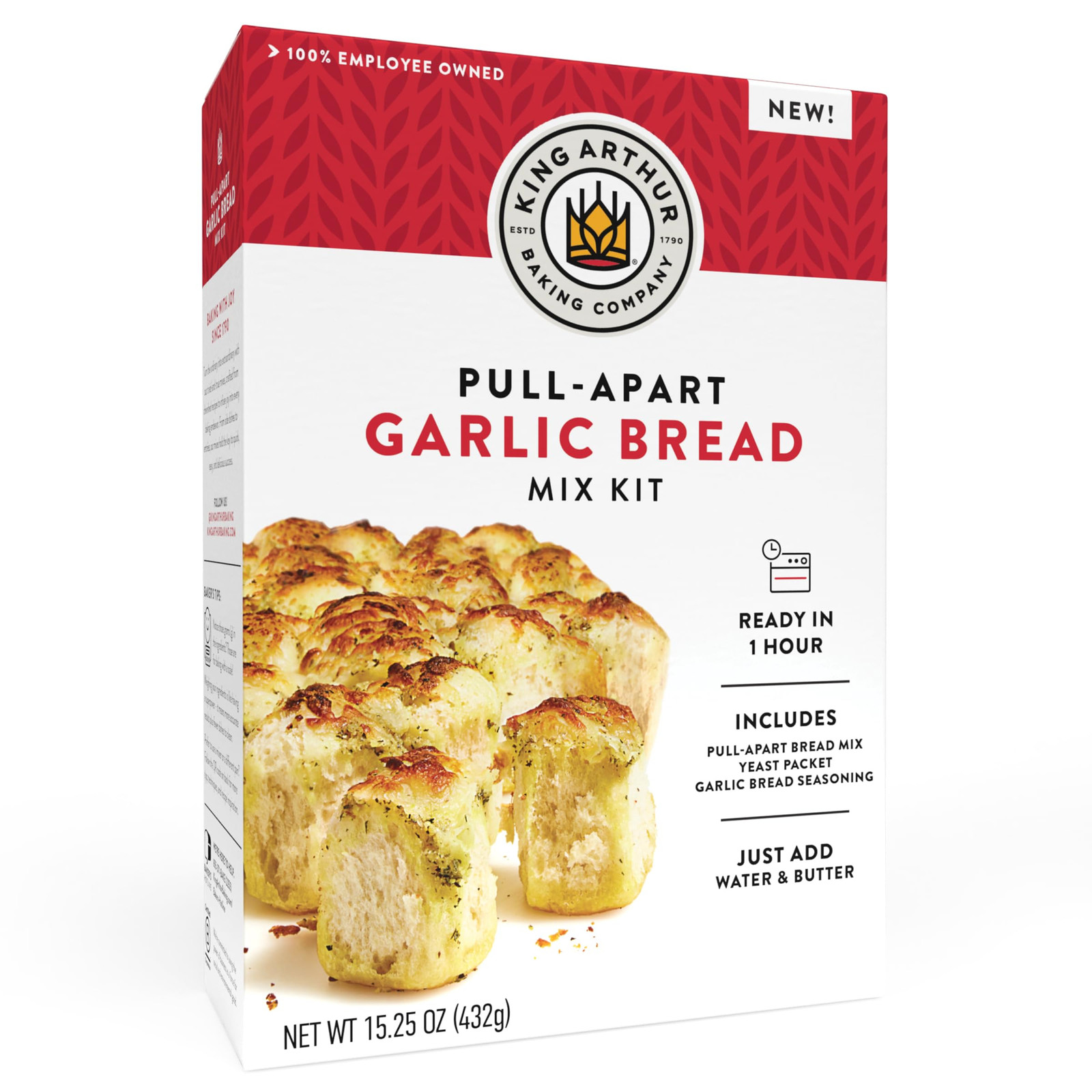 Kit de mezcla de pan de ajo Pull Apart 15,25 oz fácil de hornear solo agrega agua y mantequilla